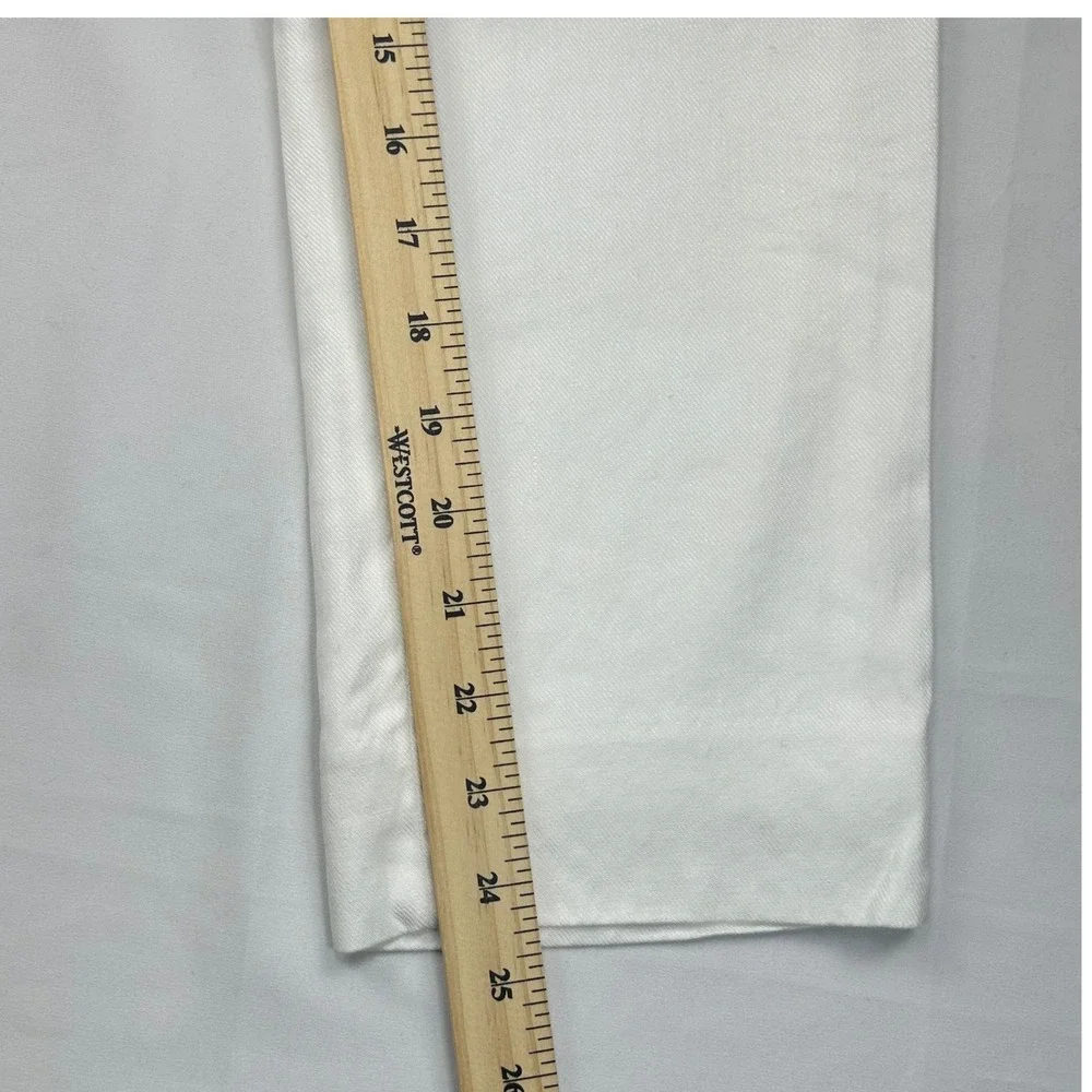 Banana Republic Avery White Linen Blend Ankle Pants Womens 4P Mid Rise